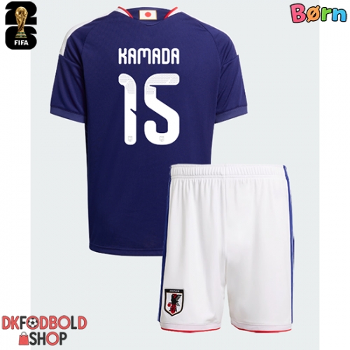 Japan Daichi Kamada #15 Hjemmebanesæt Børn VM 2026 Kort ærmer (+ korte bukser)